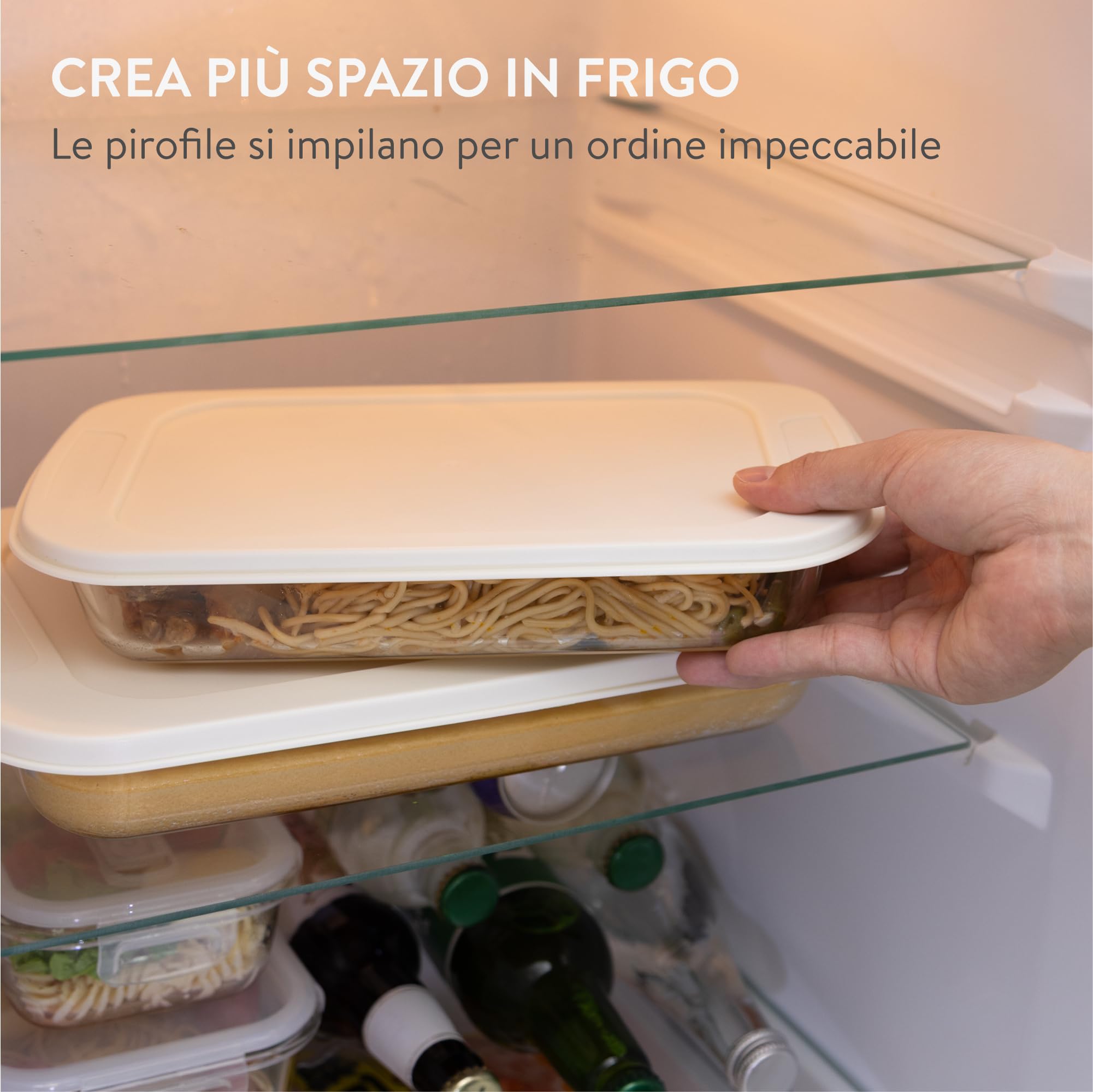 Navaris Teglia Forno Rettangolare - Set di 2 Teglie Forno - Contenitori in Vetro per Alimenti - Pirofile con Coperchio per Freezer - Adatte a Cottura e Conservazione in Frigorifero