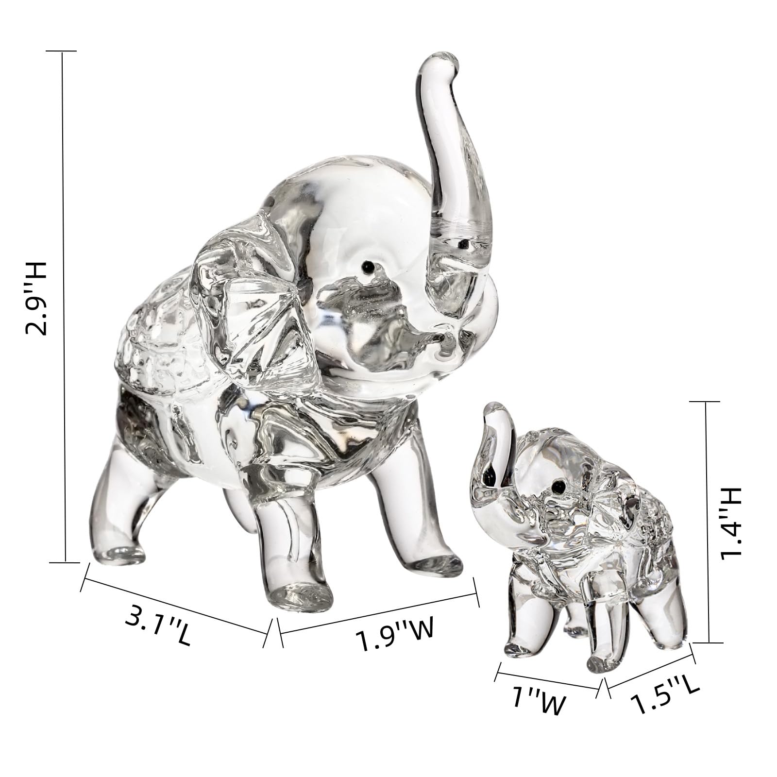 WRINGKIT Set of 3 Elephant Statue, Elephant Decor Brings Good Luck, Crystal Cute Elephants Figurines, Animal Ornament Sculpture for Home, Room, Office, Table Centerpiece, Bookshelfs