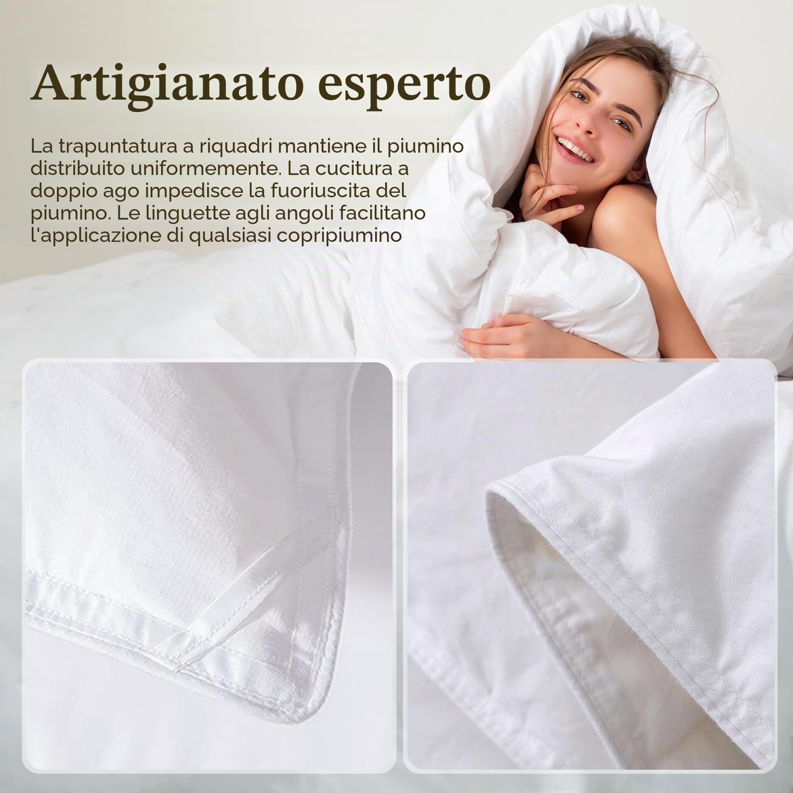 DWR Oeko-TEX Piumino d'oca 200x200 cm Caldo invernale 100% cotone biologico Piumino e piuma 2.000 g Bianco