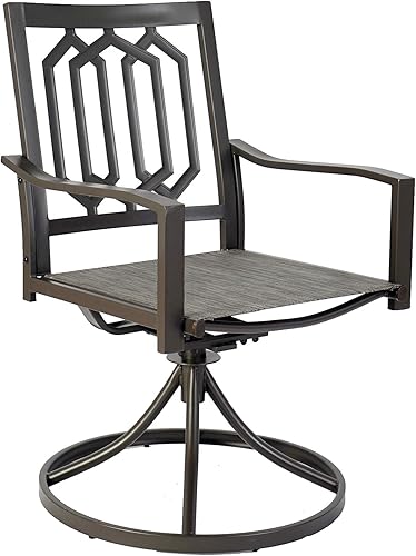 Miniatura 5 de Kozyard Paquete de 2 sillas giratorias de metal clásicas modernas para exteriores, patio, comedor, sillas mecedoras para patio trasero, patio o sala