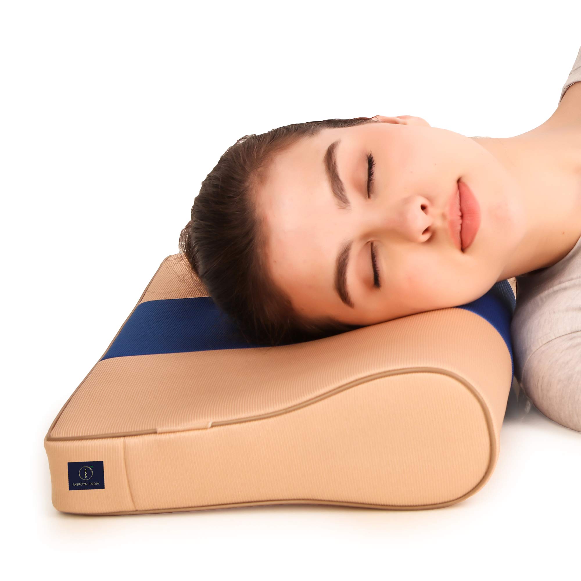 FABROYAL INDIAUniversal Contoured Cervical Pillow | Cervical Pillow for Neck Pain Relief (Brown)