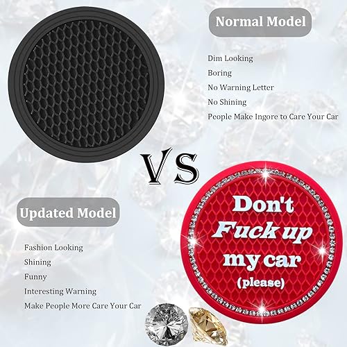 Miniatura 4 de Smeyta Paquete de 2 posavasos para automóvil accesorios brillantes para el interior soporte universal para tazas de automóvil no te folles al auto