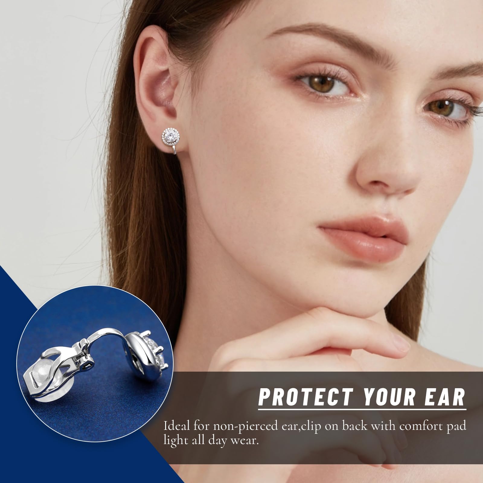 Moissanite Orecchini a clip da donna comodi orecchini non forati ipoallergenici in argento Sterling placcato oro 18 carati orecchini a clip con diamante da laboratorio gioielli regalo per senza