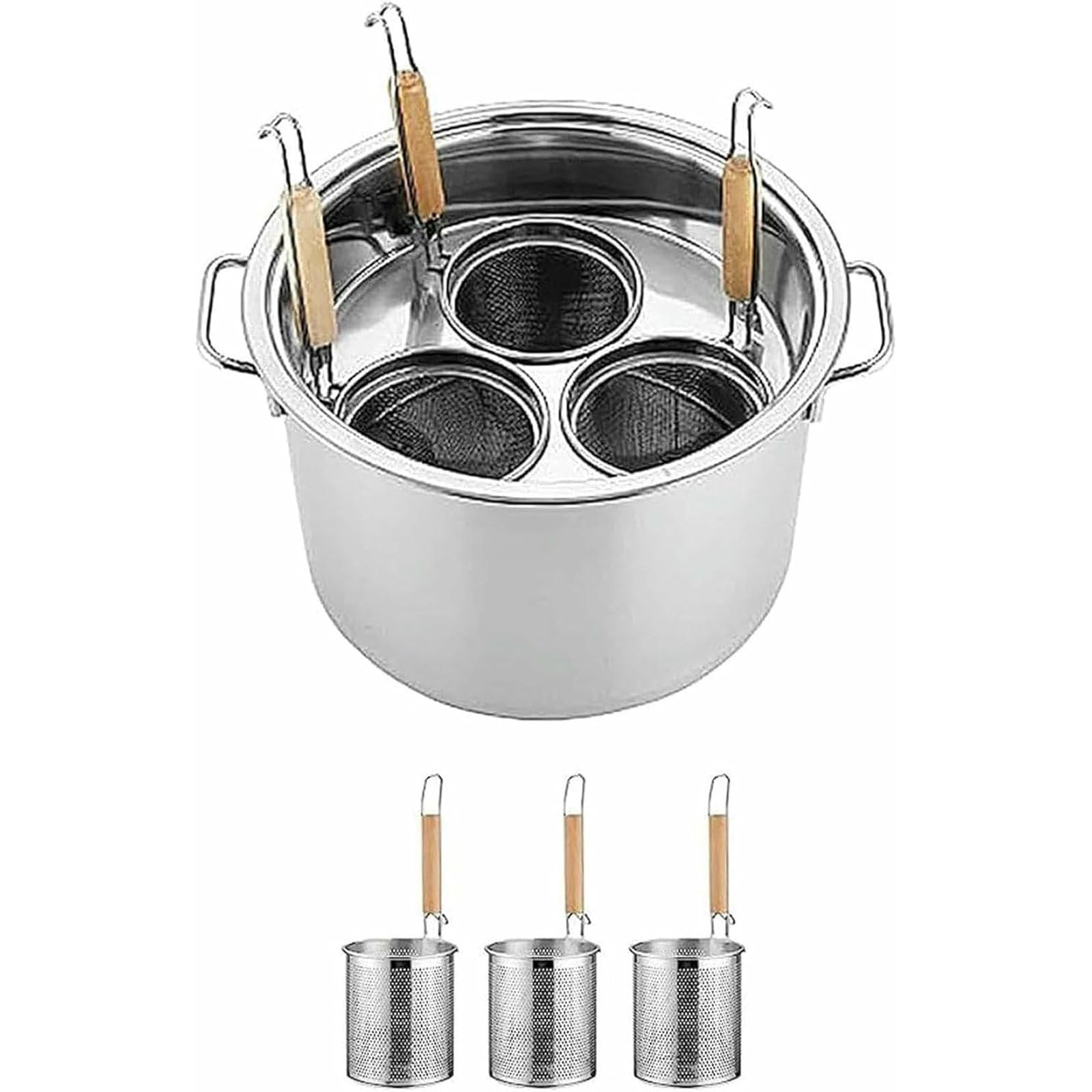 Pastatopf Edelstahl und Multifunktions Nudeltopf mit 3/4/5 Siebeinsätzen 201 Edelstahl Induktionsgeeignet für Spaghetti und Knödel in der Gastronomie 3Holes