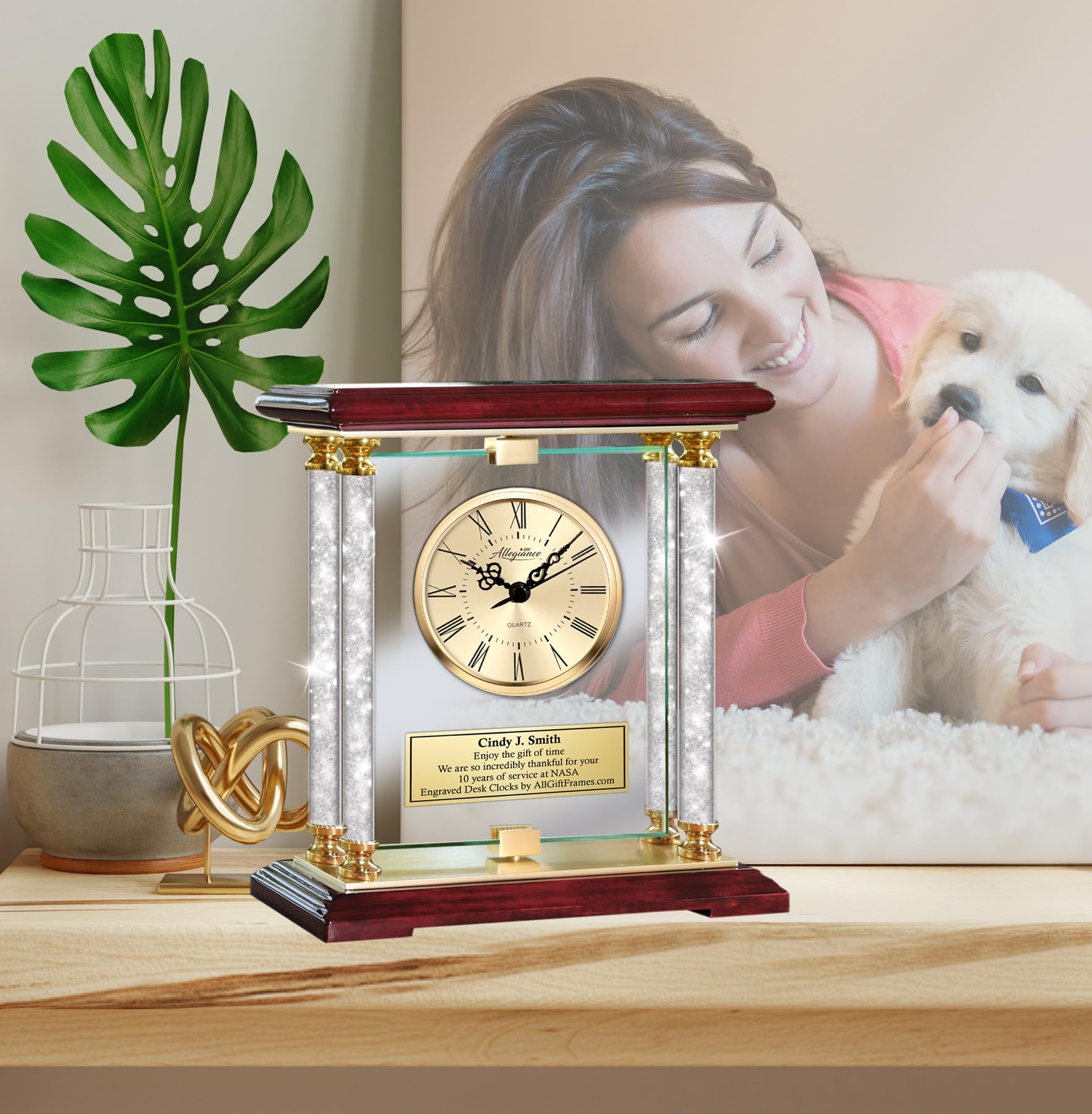 AllGiftFrames Engineer Gift Personalize engrave time Keeper Diamond Column Gold Davinci Vitruvian Man Logo Student Graduate Award Engineering Congratulation Employee Retirement