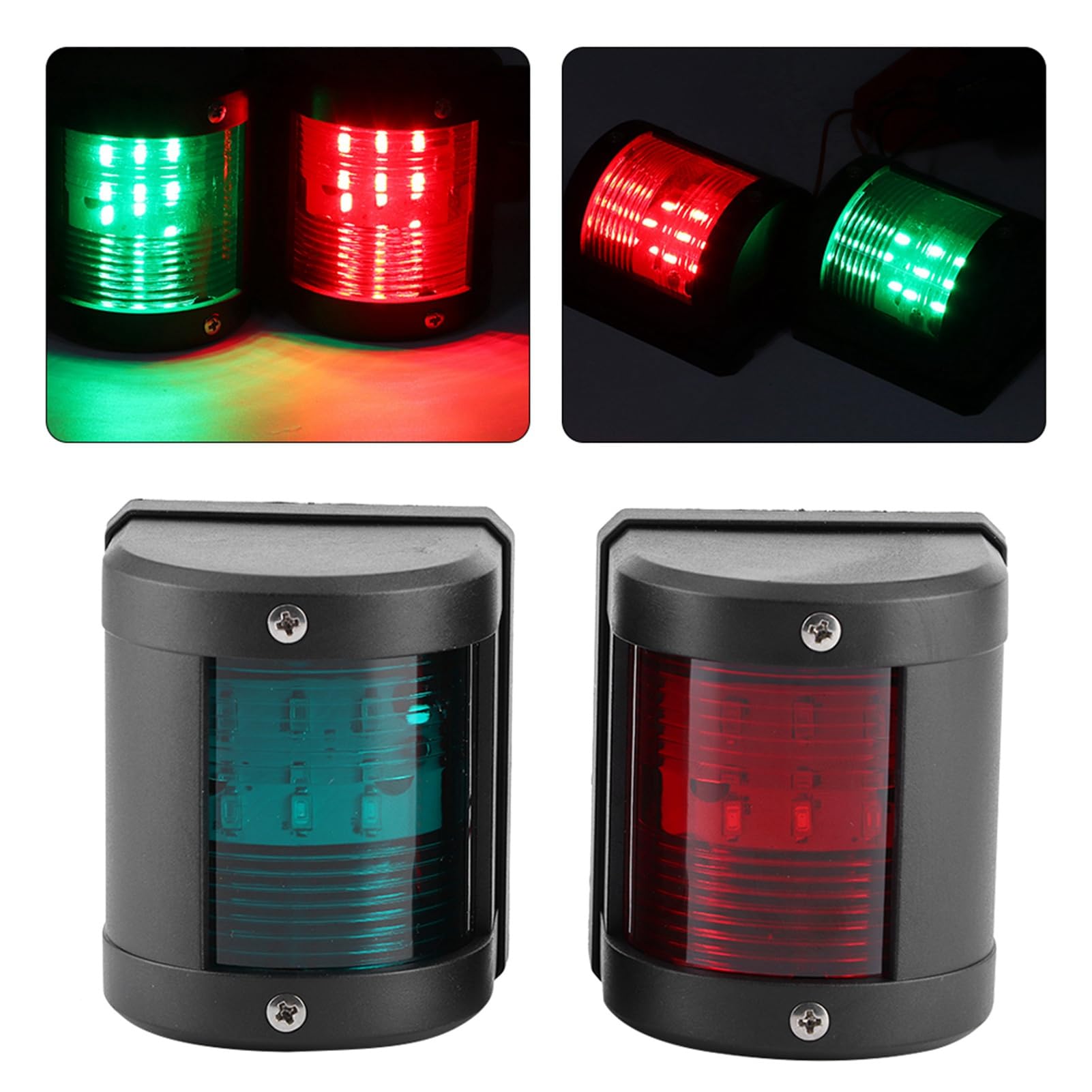 Qiilu Luci di Navigazione per Barche imbarcazioni Coppia di luci di segnalazione di navigazione luci di segnalazione impermeabili 12V IP66 verde rosso per yacht per imbarcazioni marittime