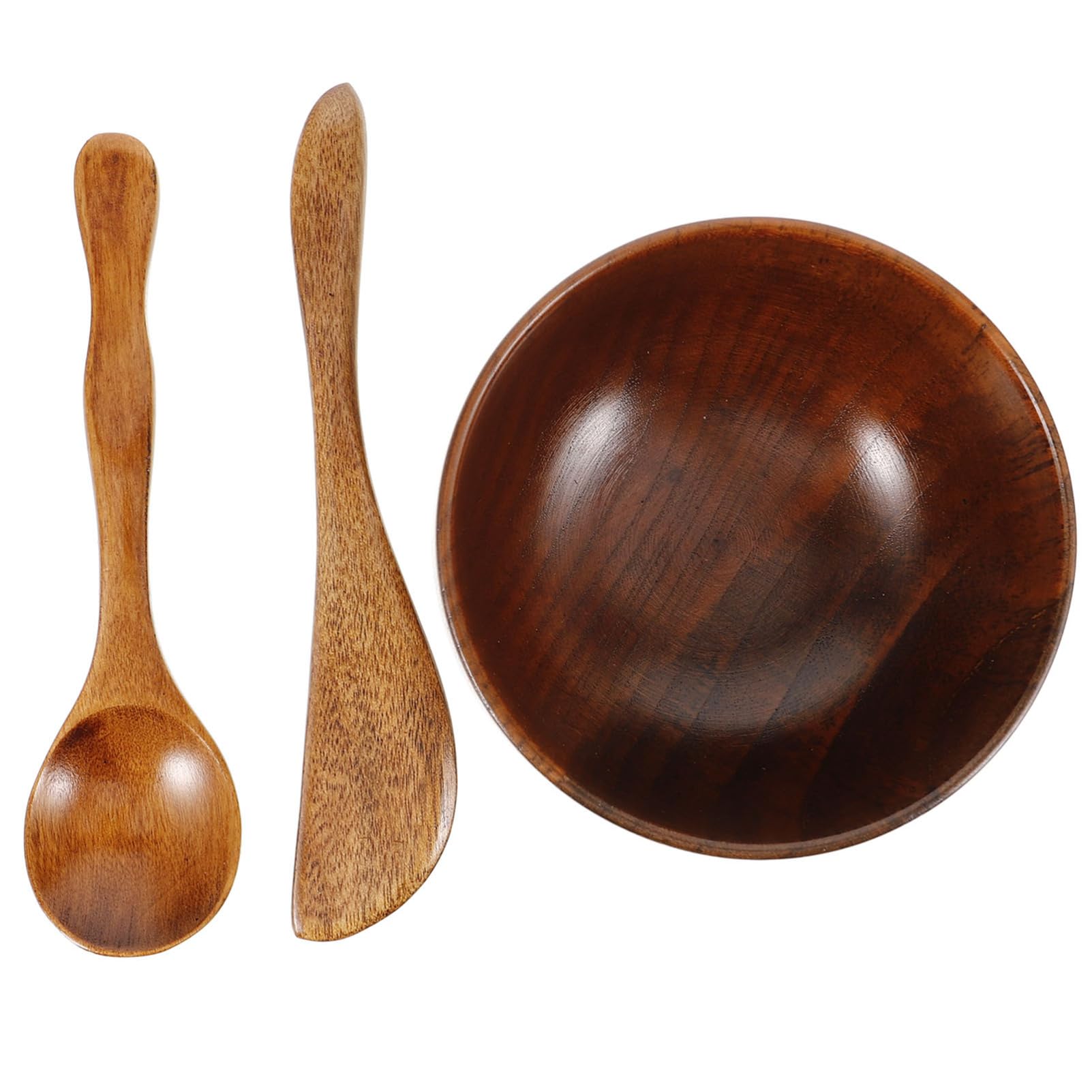 Gogogmee Wooden Facial Mask Mixing Bowl Diy Mask Tool Spatula Smooth for Easy Clean Portable for Travel