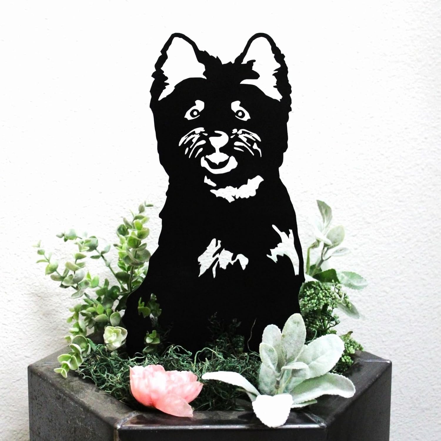 Black Powder Coated Metal West Highland White Terrier Dog Silhouette Yard Stake (Small)