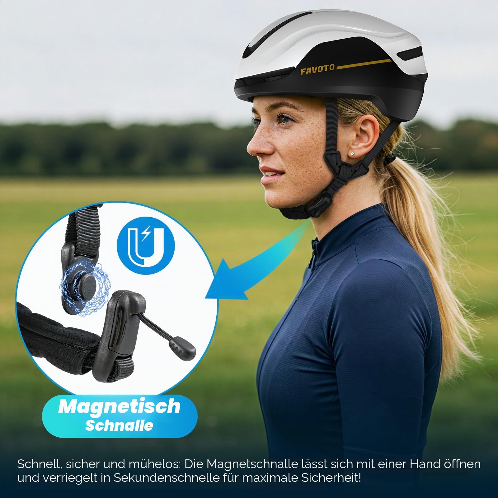 Favoto Smart Fahrradhelm mit Lichtern und Blinkern, CE-zertifizierter Fahrradhelm für Erwachsene mit Fernbedienung, 3 Rotlichtmodi: atmen, blinken, stetig