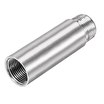 uxcell Shower Head Extension Arm Stainless Steel G3/4 Male to G3/4 Female Thread 100mm Length Cast Pipe Fitting Coupler