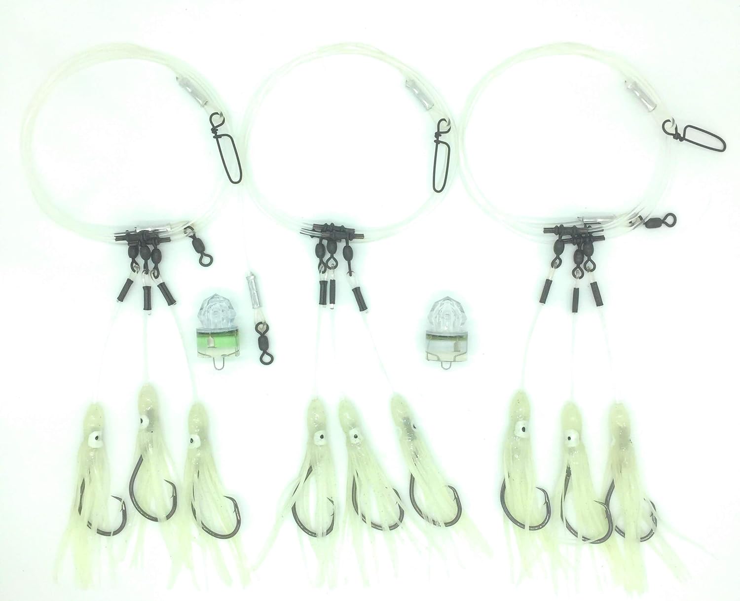 Amazon.com : Tilefish Rig 3 Pack with 2 LED Deep Drop Lights : Sports ...