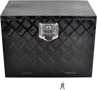 Heavy Duty 24'' Inch Aluminum Underbody Truck Box with T-Handle Latch,17 x 18 x 24 Inch Underbed Toolbox With Durable Lock Black For Storage And Organization