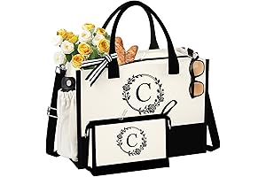 Personalized Canvas Tote Bag with Makeup Bag