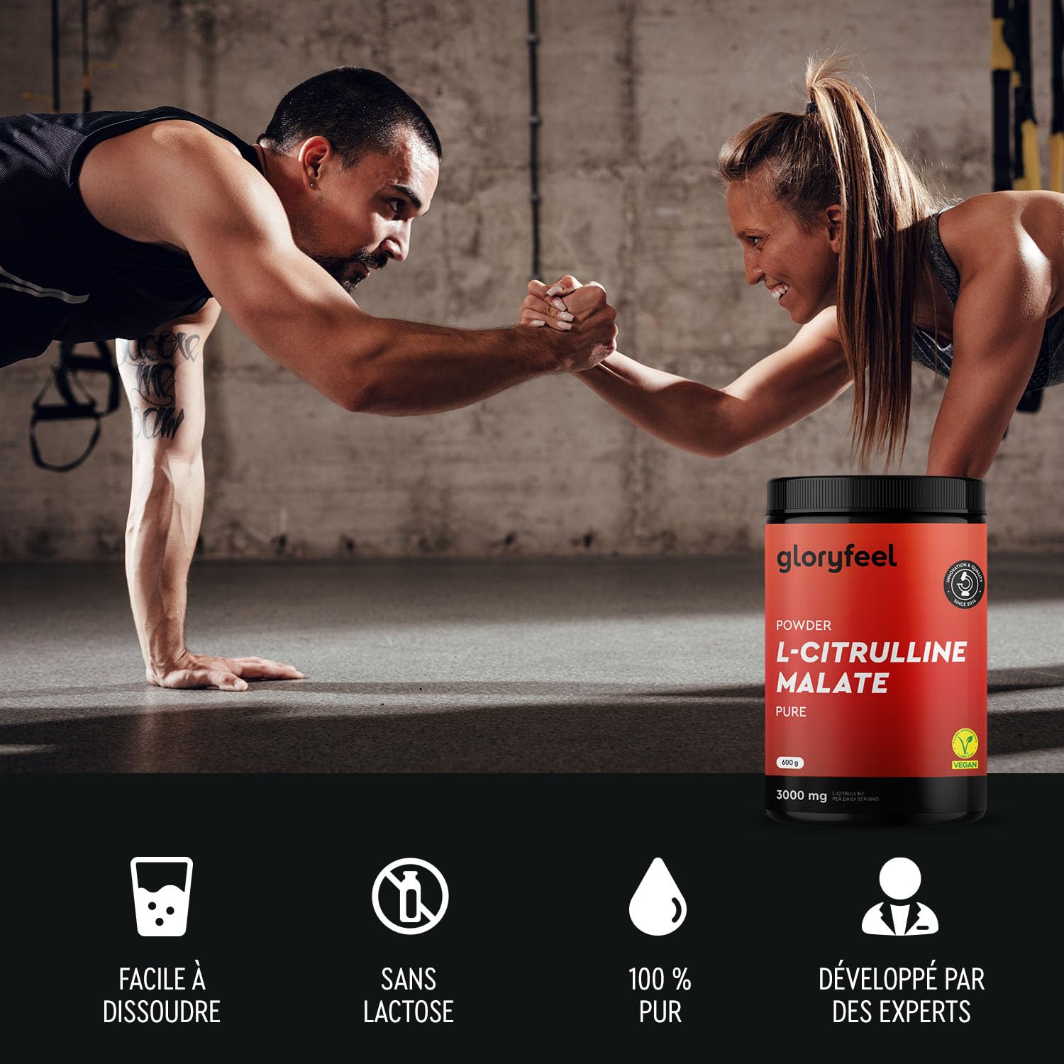 L-Citrulline Malate 2:1 en Poudre 100% Pure, Acide Aminé Hautement Dosé, 3000 mg de Citrulline par Dose Quotidienne (125 Portions), Booster Musculation et Fitness, Testé en Laboratoire, Vegan