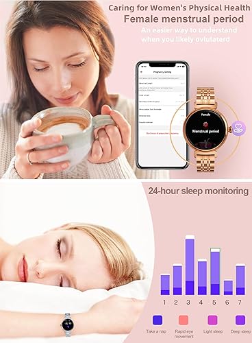 Miniatura 4 de Reloj inteligente para mujer, recepciónmarcación de llamadas, pantalla táctil AMOLED de 1.04 pulgadas, rastreador de actividad física con monitor de
