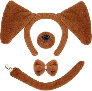 Mototo Zoo Animals Costume Accessories Set Animal Ears Headband for Adult with Tail Bow Tie for Halloween Dress Up Party