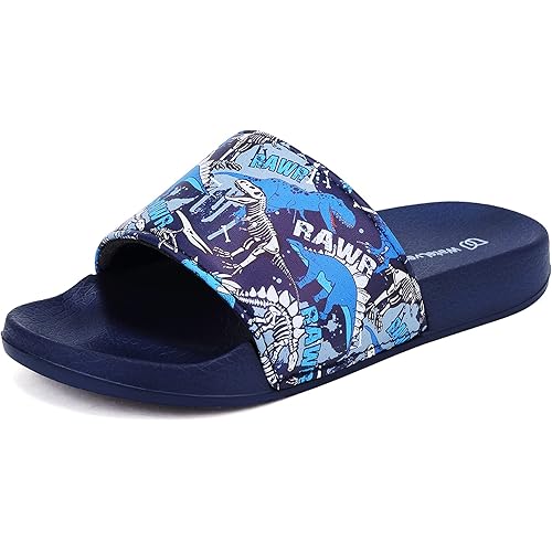 WateLves Girls & Boys Slide Sandals Kids Summer Slippers Slip On for Outdoor Beach Pool Shower (Little Kid/Big Kid)