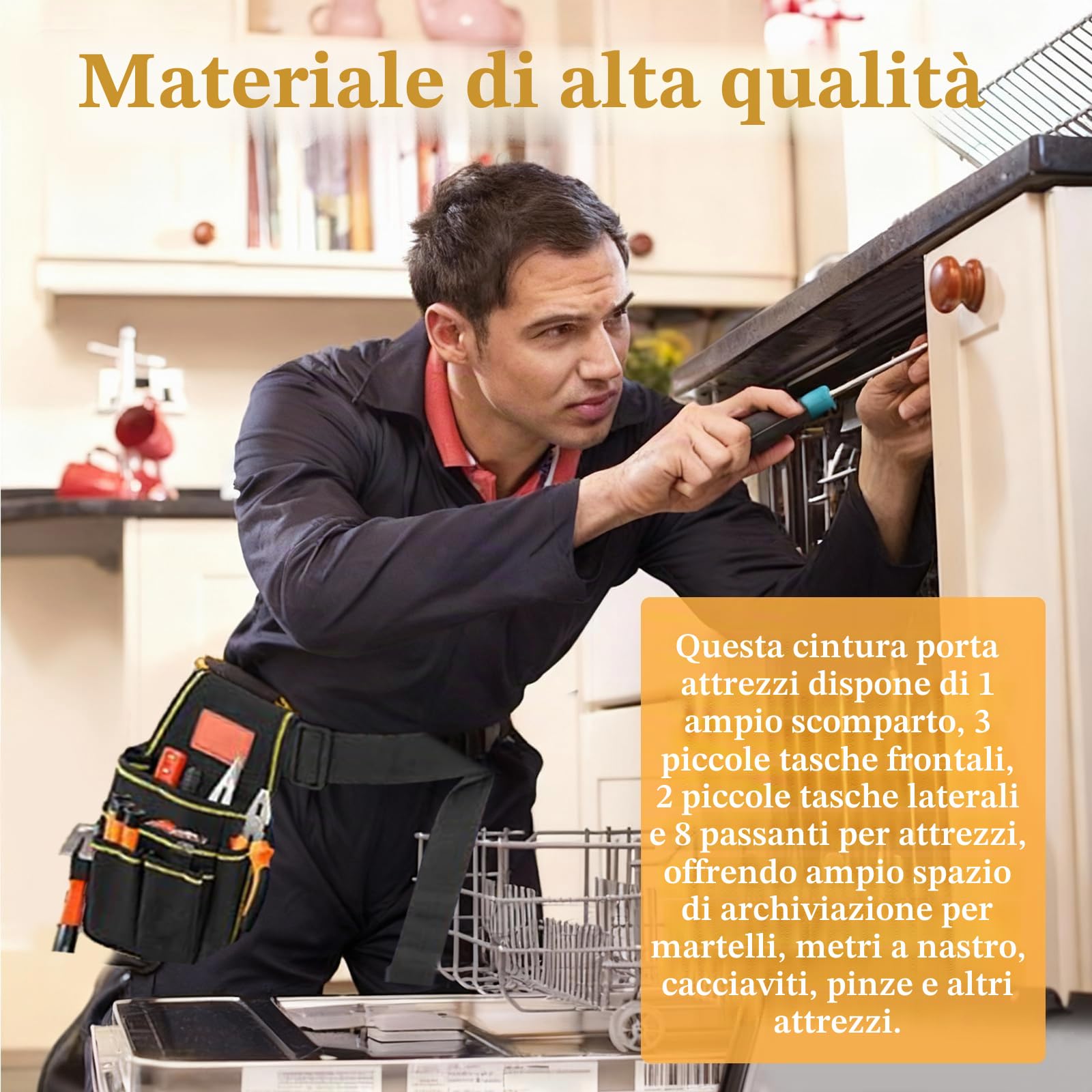 Borsa da Cintura per Attrezzi Marsupio Porta Attrezzi in Tela Oxford Cinture Porta Attrezzi Multi Tasche con Cinture Regolabile per Elettricista Carpentiere Tecnico Manutenzione