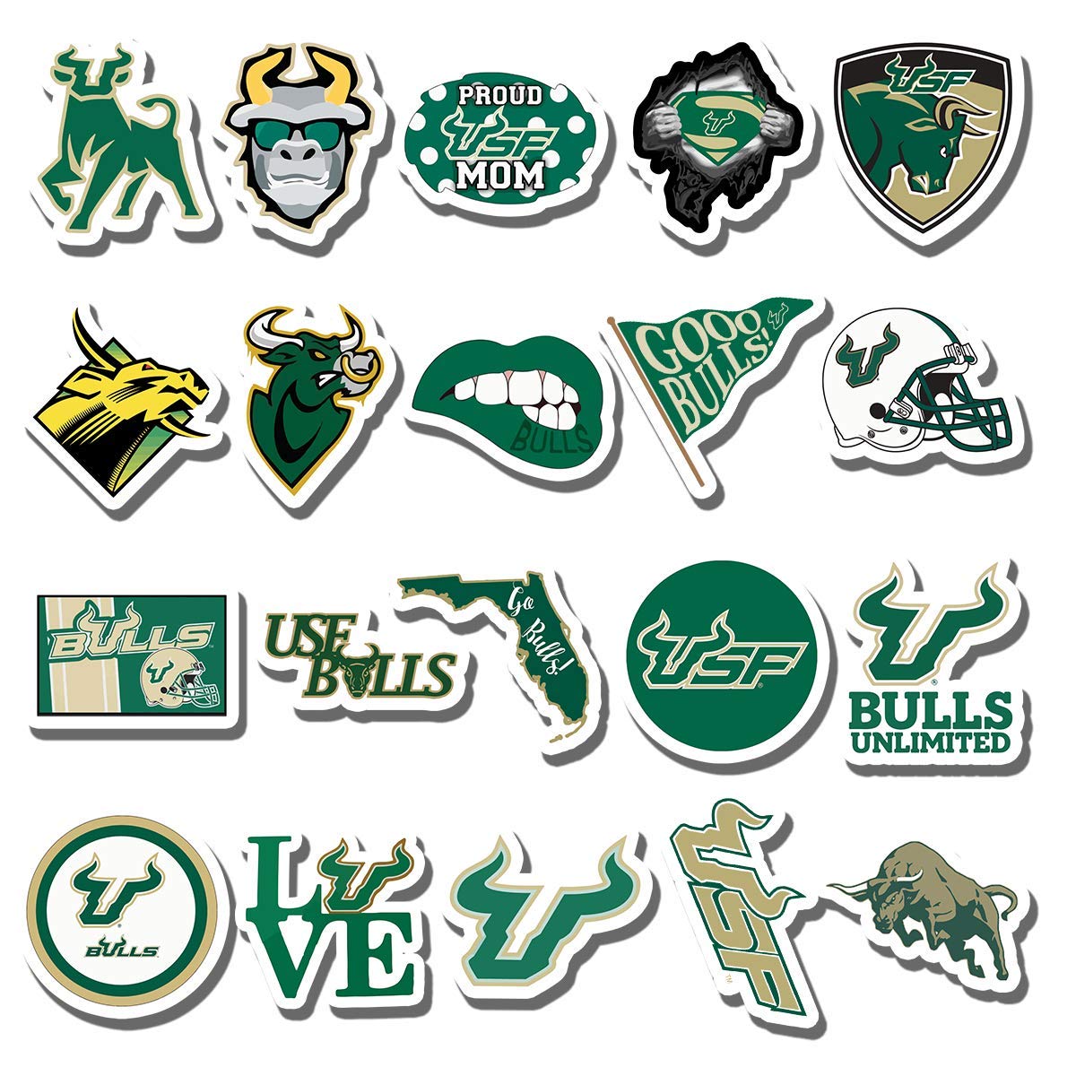 Amazon.com: 20 PCS Stickers Pack USF Aesthetic Bulls Vinyl Colorful  Waterproof for Water Bottle Laptop Bumper Car Bike Luggage Guitar  Skateboard : Tools & Home Improvement