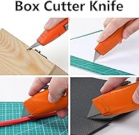 Vista 2 de DIYSELF Paquete de 2 cuchillos utilitarios, cortador retráctil, resistente (naranja)