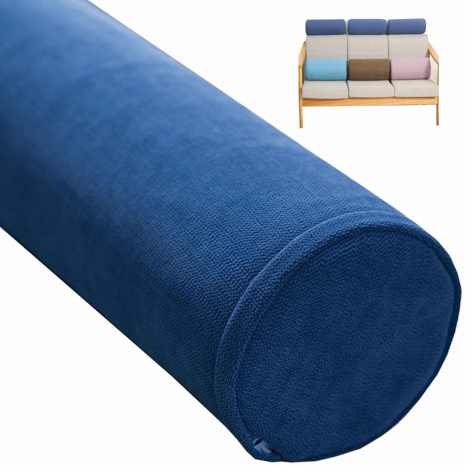Yoga-Kissen, zylinderförmig, 10 x 40/15 x 60 cm, Nackenstützkissen zum Schlafen und Reisen, abnehmbar, für Auto, Sofa und Bett, Halswirbelschmerzlinderung, bequem und vielseitig