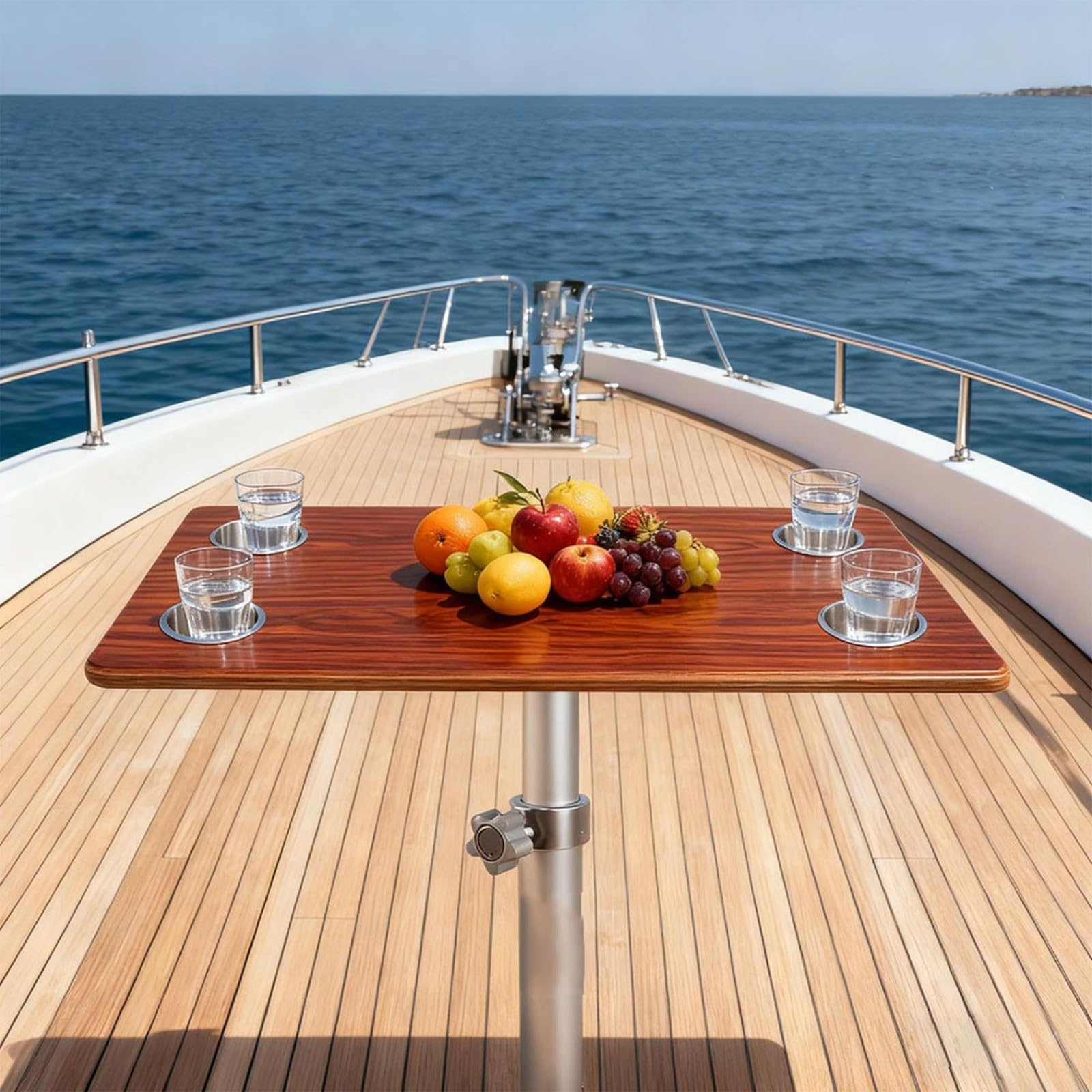 Massiver Holz-Tischplatte für Wohnmobil 800x400mm, Rechteckig mit 4 Becherhaltern, Robust für Camper Boot Yacht, Glatt Pflegeleicht