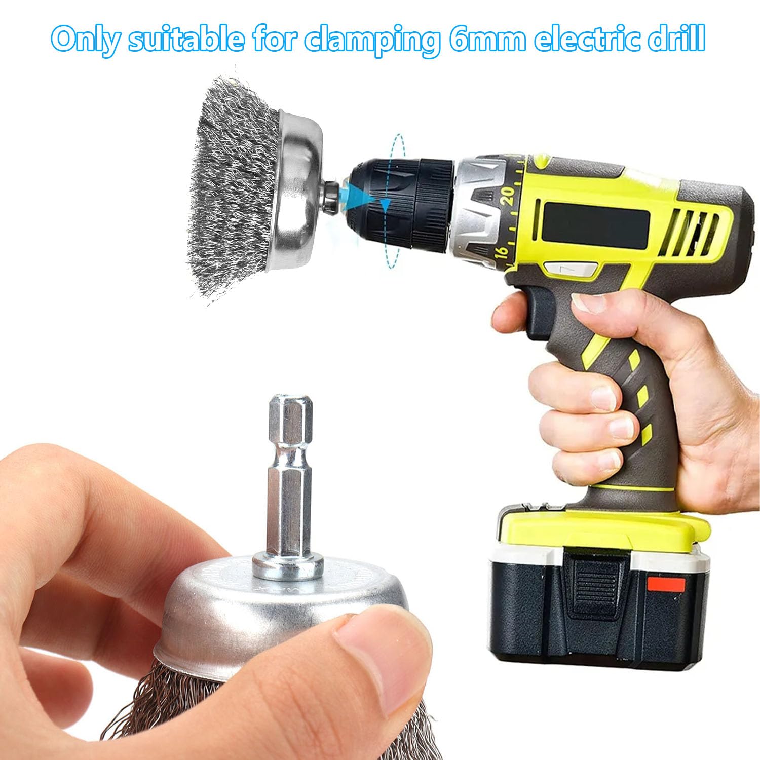 Produktbild von 6er-Set 304 Edelstahl Bohrungsbürsten ⌀28 Mm – Mit 1/4" Sechskantschaft, Für Bohrmaschine & Polieren