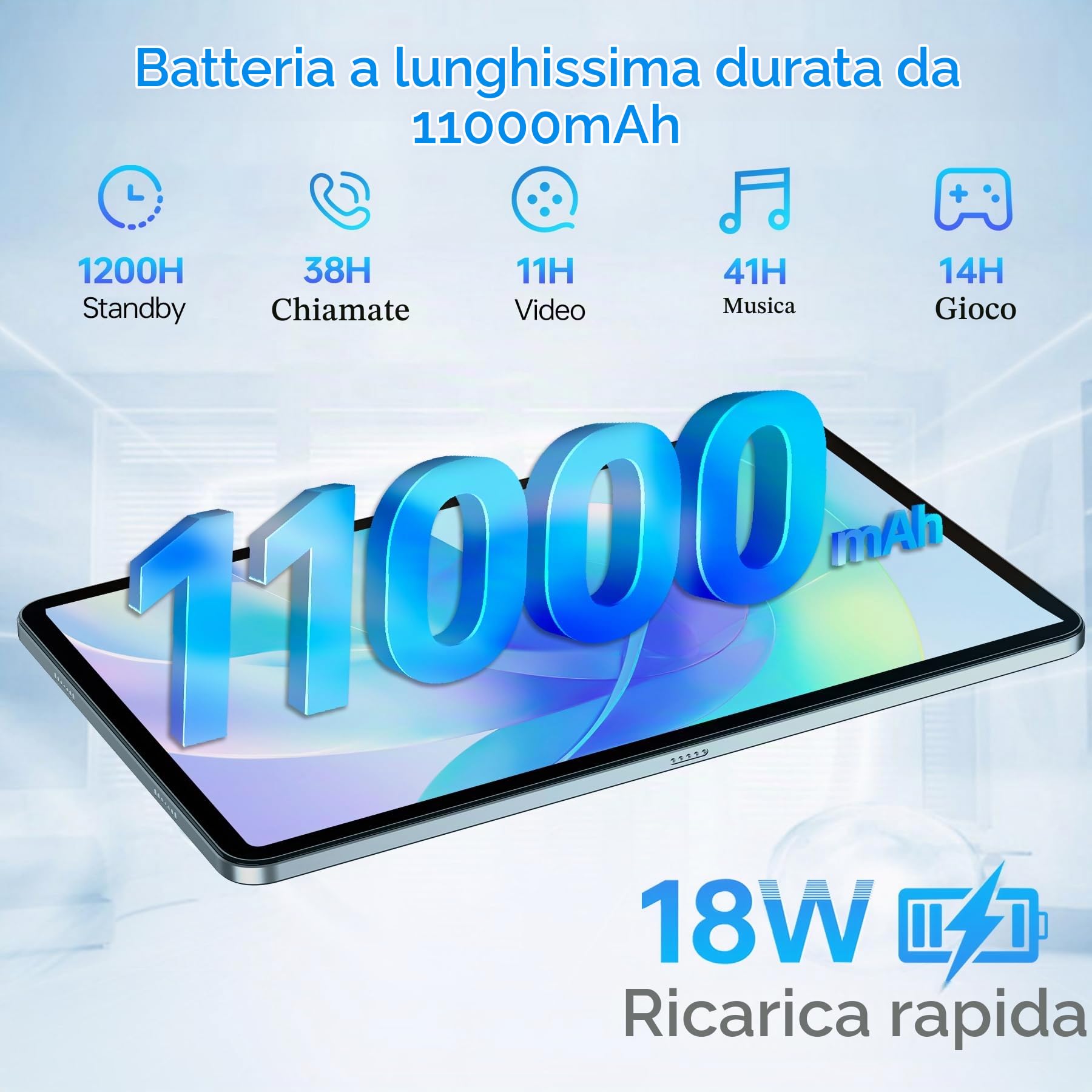 OUKITEL OT5 Tablet 12 Pollici - 36(12+24)+256GB Gaming Tablets, 11000mAh Batteria Tablet PC, Tablet 2K IPS HD, MTK Helio G99 Octa-core Android 13, 16MP+5MP, TÜV e Dual SIM/5G WiFi+4G LTE/OTG/GPS, Nero