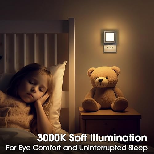 Miniatura 4 de Briignite Luz nocturna, luces nocturnas enchufables a la pared, paquete de 2, luz nocturna con sensor de atardecer a amanecer para niños, luz