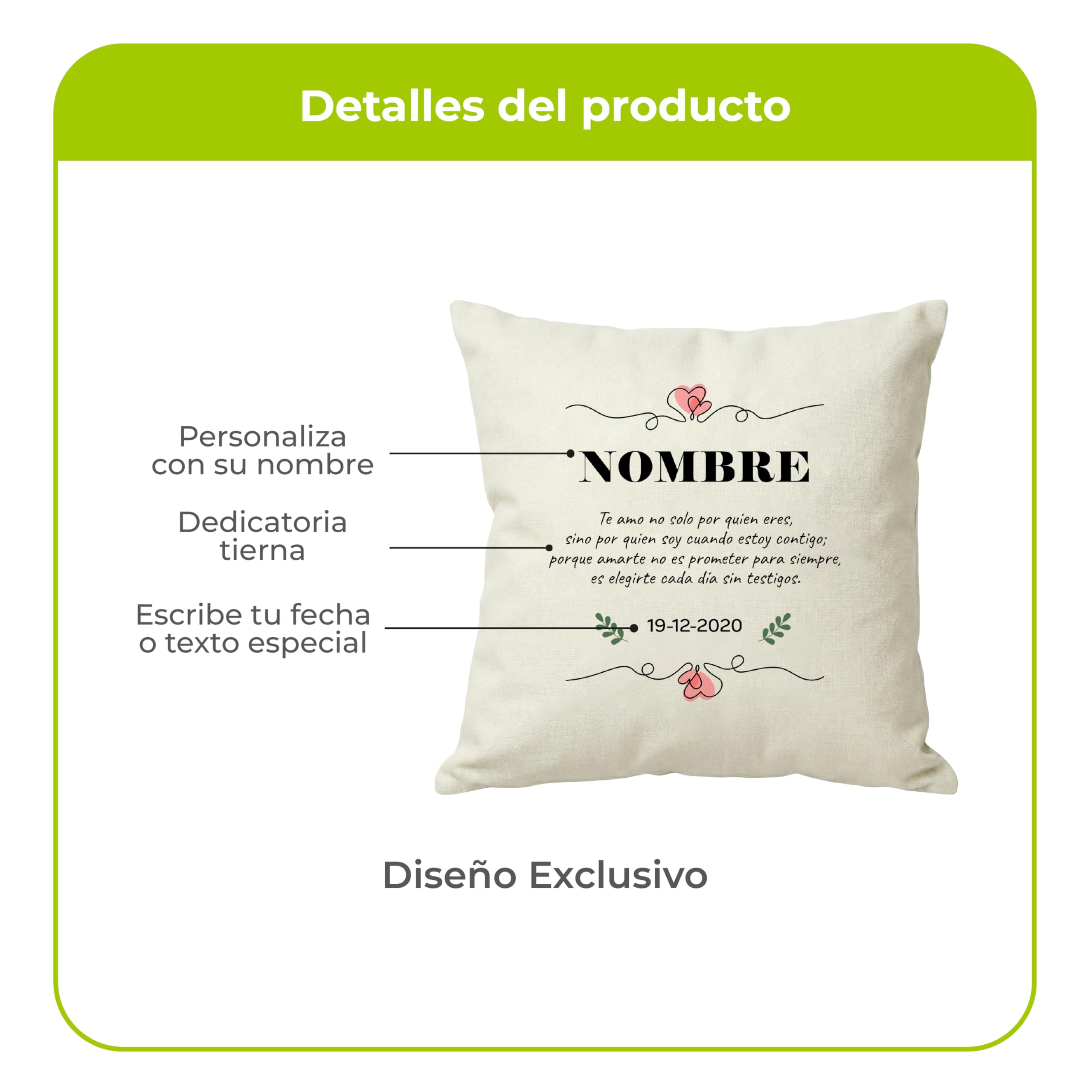 Cojín Personalizado con Foto y Texto (50X50)
