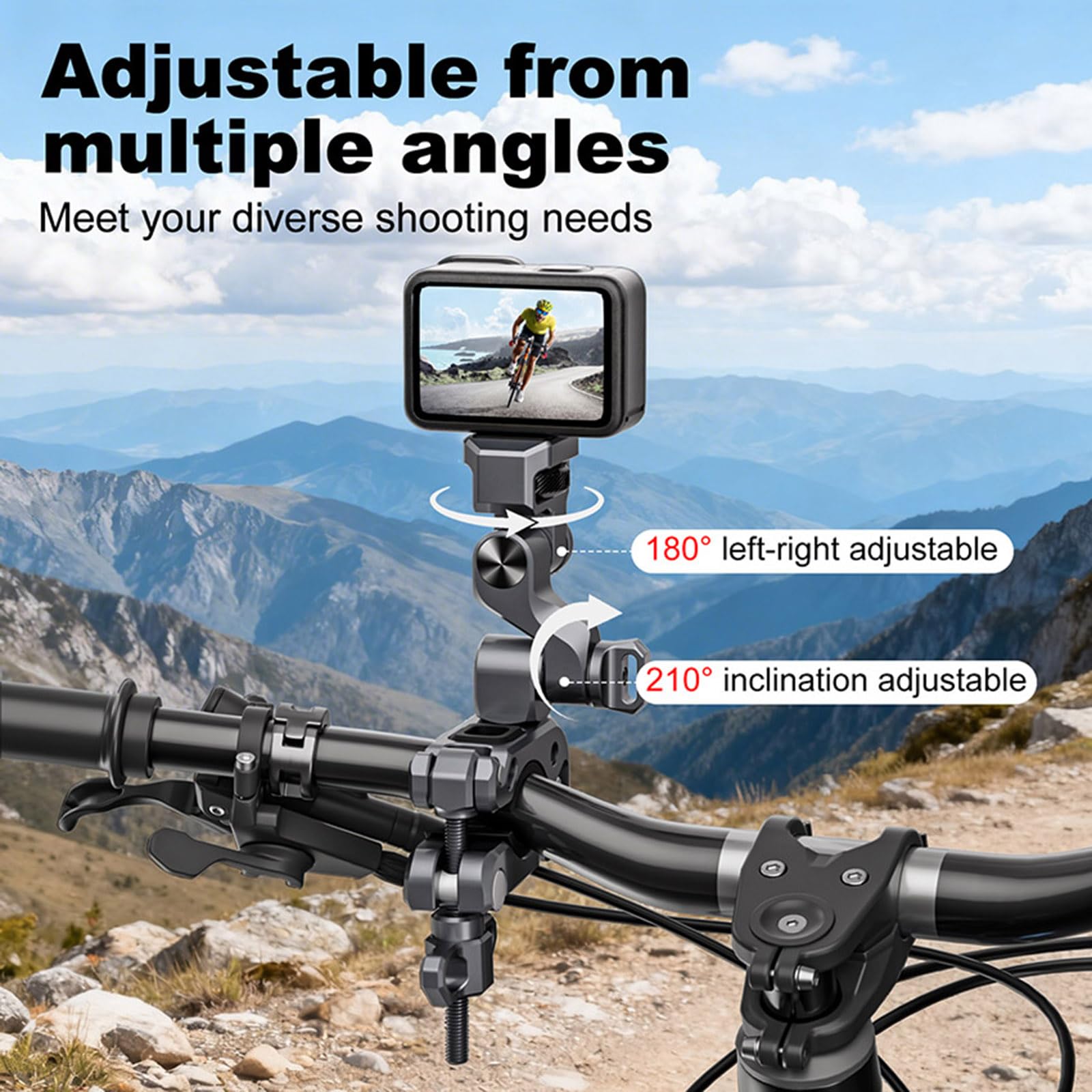 Uchwyt zaciskowy do kamery Motocyklowe uchwyty na kierownicę do aparatów DJI Action/Insta360, adapter do montażu kamery Super Clamp z akcesoriami śrubowymi 1/10.2 cm