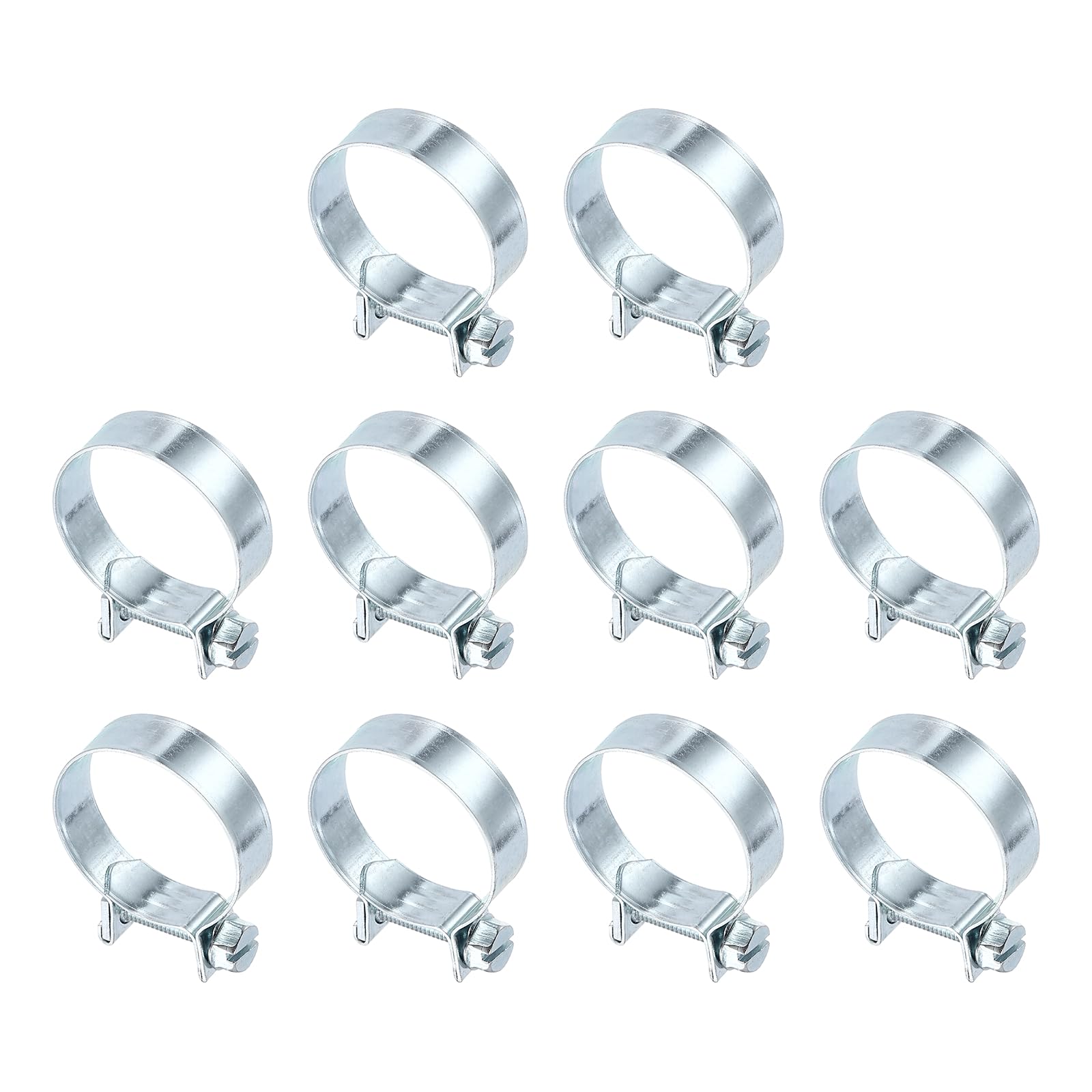 sourcing map 10pcs Fuel Injection Hose Clamp 26-28mm Adjustable Zinc Plated Steel Mini Gas Line Hose Clamp for Automotive Agriculture Plumbing Diesel Petrol Pipe