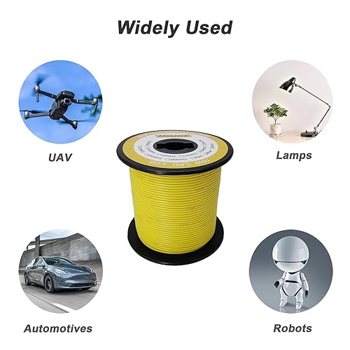 Vista 27 de ANAMIA Alambre de silicona de calibre 12 de 50 pies, color azul, flexible 12 AWG, cable de batería de cobre estañado trenzado, alta temperatura