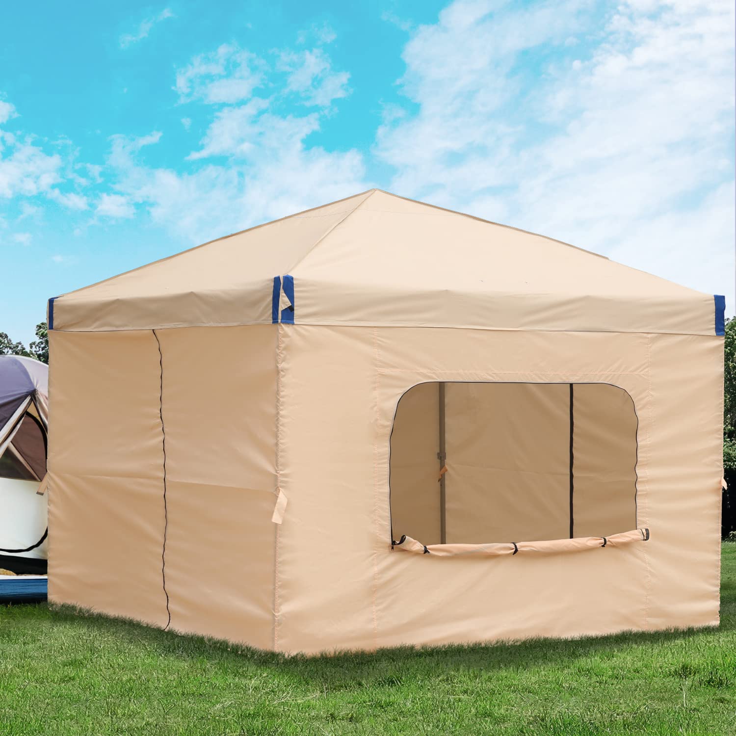 Aoodor 12x12 FT Pop-Up Canopy Tent with Roller Bag and Curtain - Portable Instant Shade, Sturdy Iron Frame, Waterproof 210D Oxford Fabric, UV Protection, Ideal for Camping, Parties, and Outdoor Events