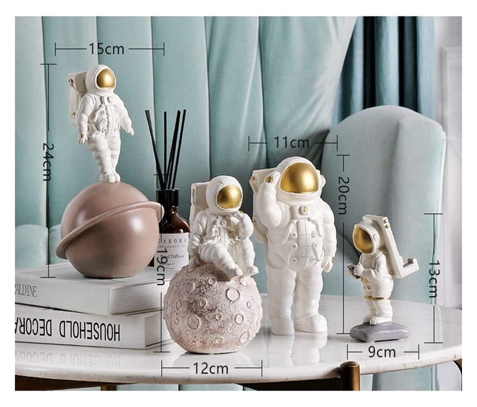 RLKHXBS Adornos de Estatua de Mesa decoración de astronautas Blancas Figura titulares de teléfonos Cosmonaut Estatua Espacial Hombre