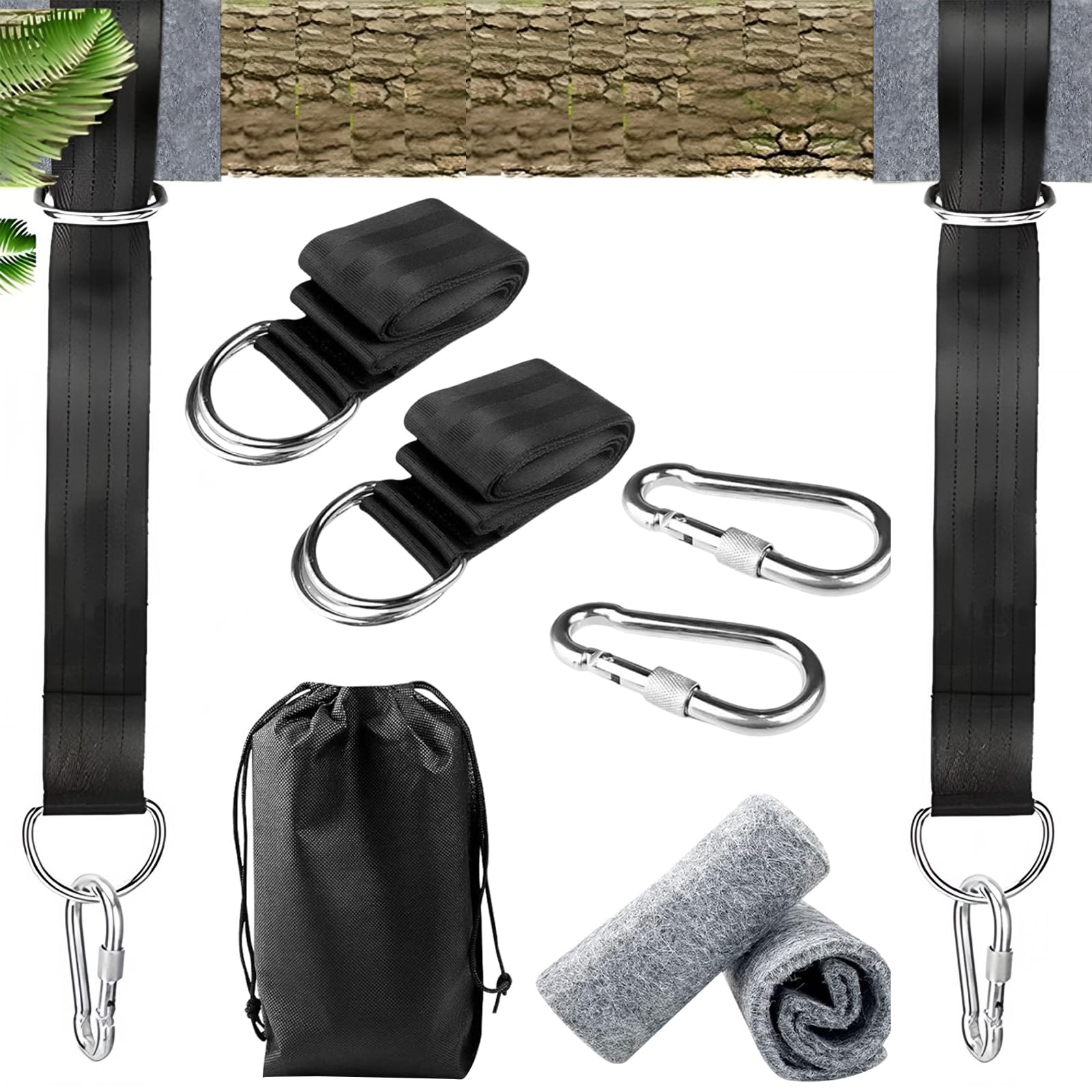 iPobie Swing Straps Kit, Hammock Straps Heavy Duty Tree Swing, for Hammock, Tree Swing Hanging Kit(Black)
