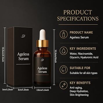Luxeveria Ageless Serum, Anti Wrinkle Serum, Advanced Rejuvenating Oil, Anti-Aging Essence for Women, Intensely Firms and Hydrates Skin, Smooths Fine Lines & Wrinkle