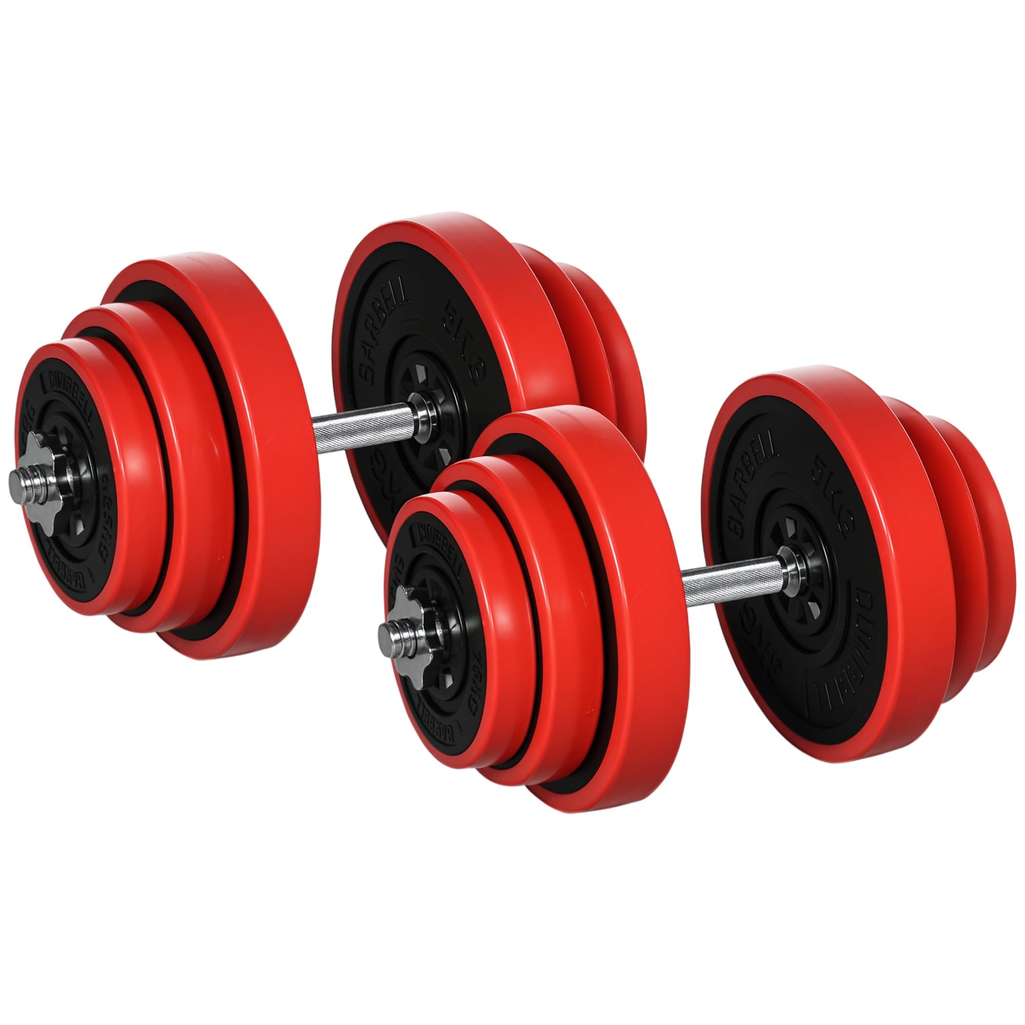 HOMCOM Verstellbares Hantelset mit Gewichten 40kg 45x26x26 cm Rot