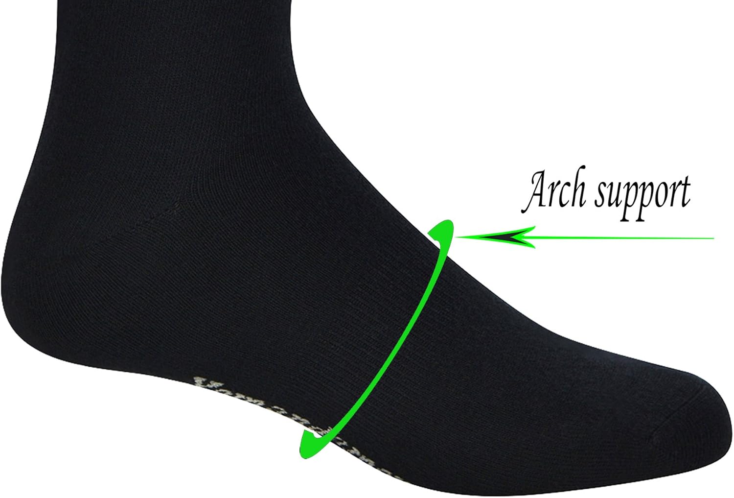 Yomandamor 5 Pairs Men's Crew Dress Socks with Arch Support and Seamless Toe - Image 4