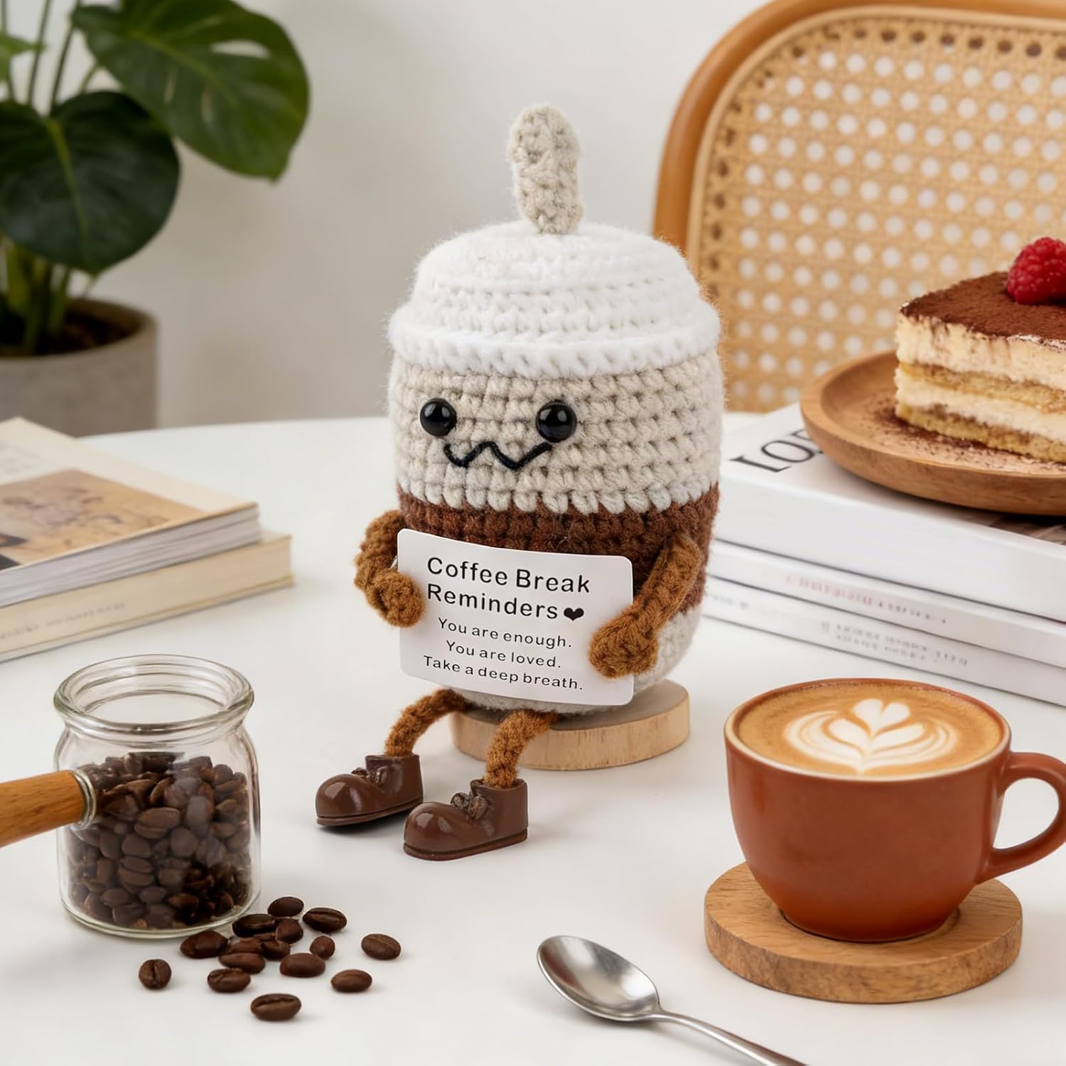 Mason Life Positive Crochet Coffee Cup with 30 Replaceable Cards