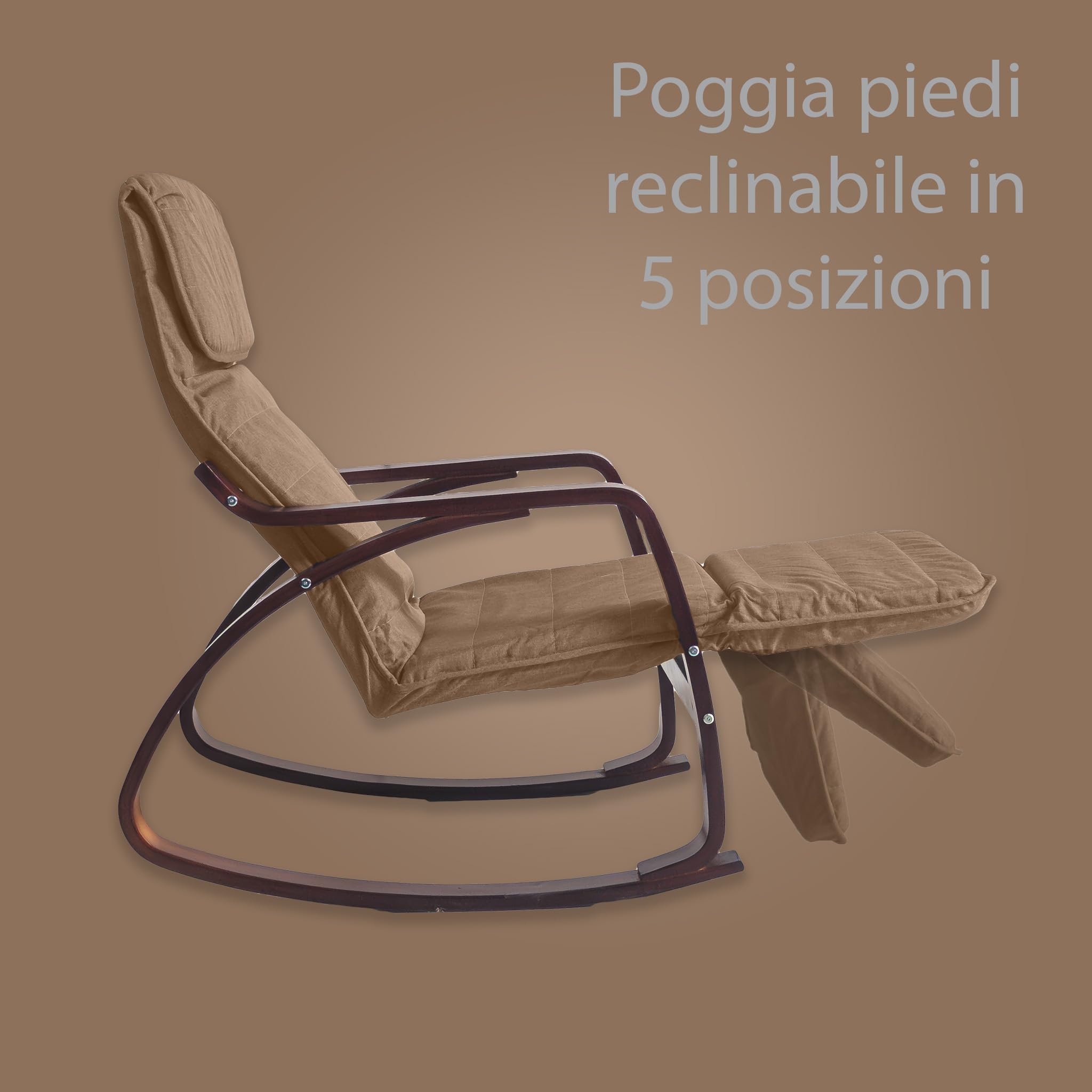 YELLOO - Fauteuil a Bascule, Chaise a Bascule en Bois de Bouleau, Fauteuils de Salon à Bascule, Rocking Chair Allaitement, pour Lire, se Détendre à la Maison ou dans Le Jardin (Zen, Noyer Caffe)