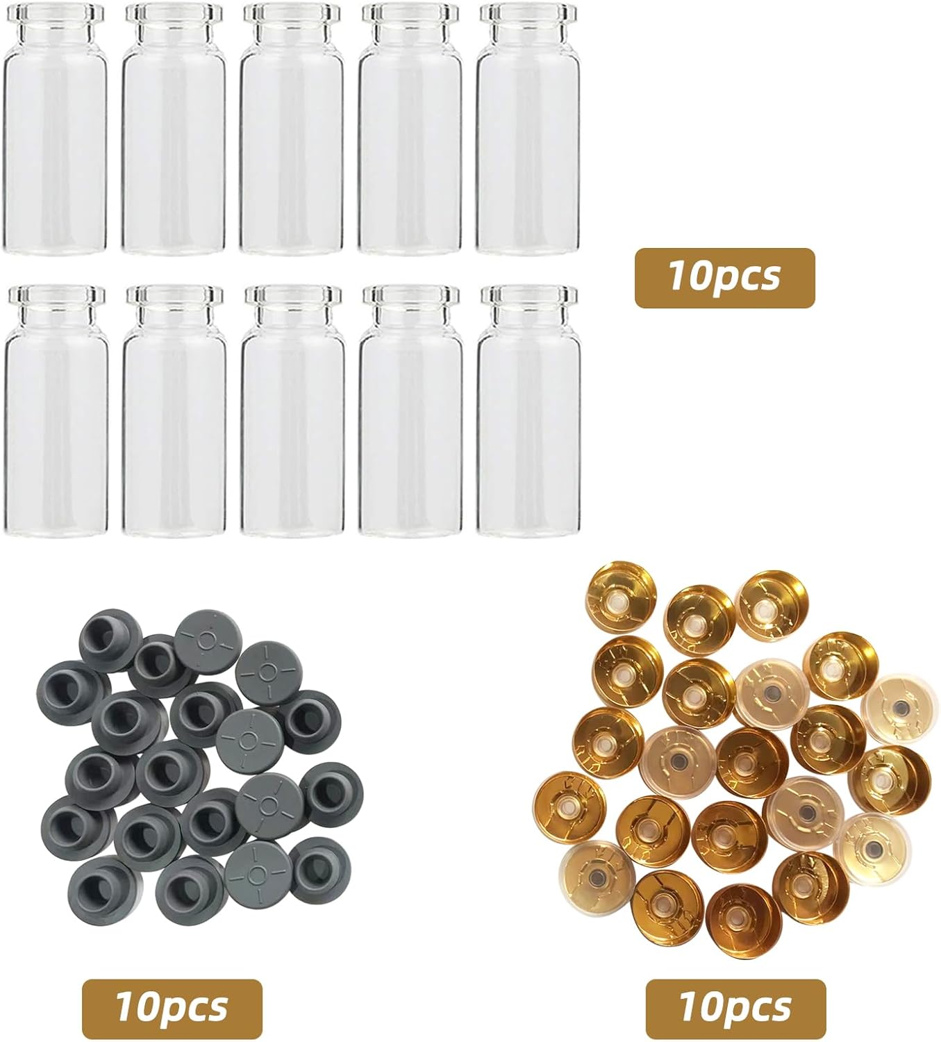 YaeTek 20mm Vial Manual Crimper Hand Sealing Machine + 10 x 10ml Vials & Stopper&Caps - Crimper Medical/Bottle Cap Crimping Tool/Antibiotics Bottle Capper Machine/Hand held Capping Machine