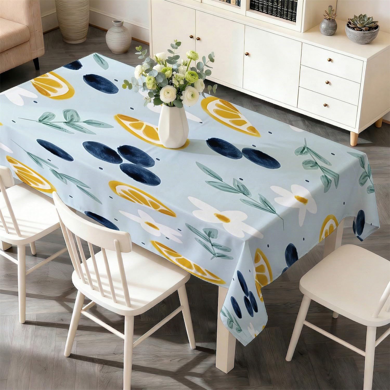Nappe eucalyptus 100x140 cm rectangulaire en polyester lavable