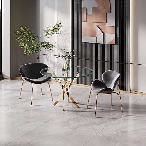 Miniatura 2 de FRITHJILL Juego de 2 sillas auxiliares de terciopelo de peluche, sillas decorativas modernas para sala de estar