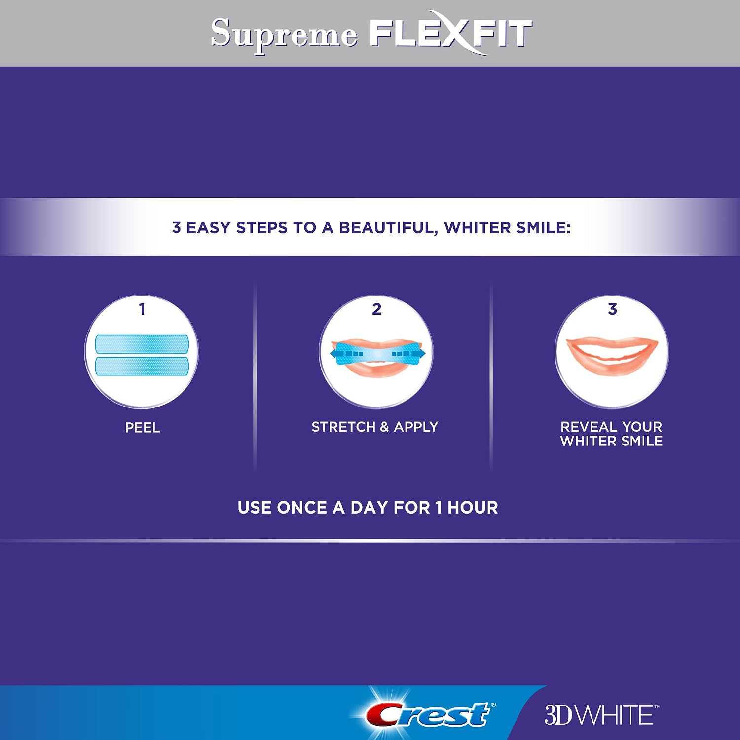 Crest 3D Luxe Whitestrips Supreme Flexfit Teeth Whitening Strips Kit, 28 Count