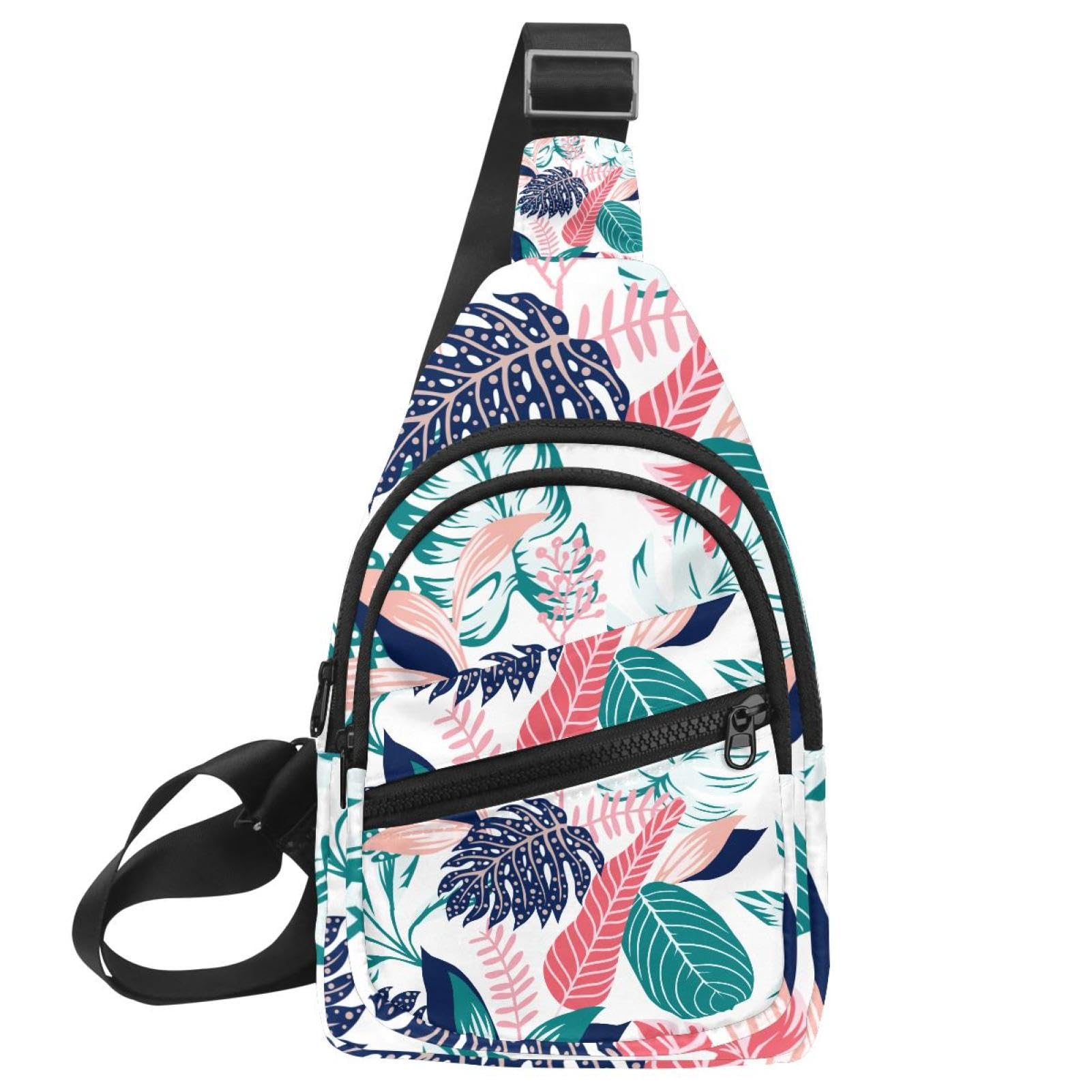 Mochila cruzada cómoda para llevar manos libres con diseño botánico ajustable 7