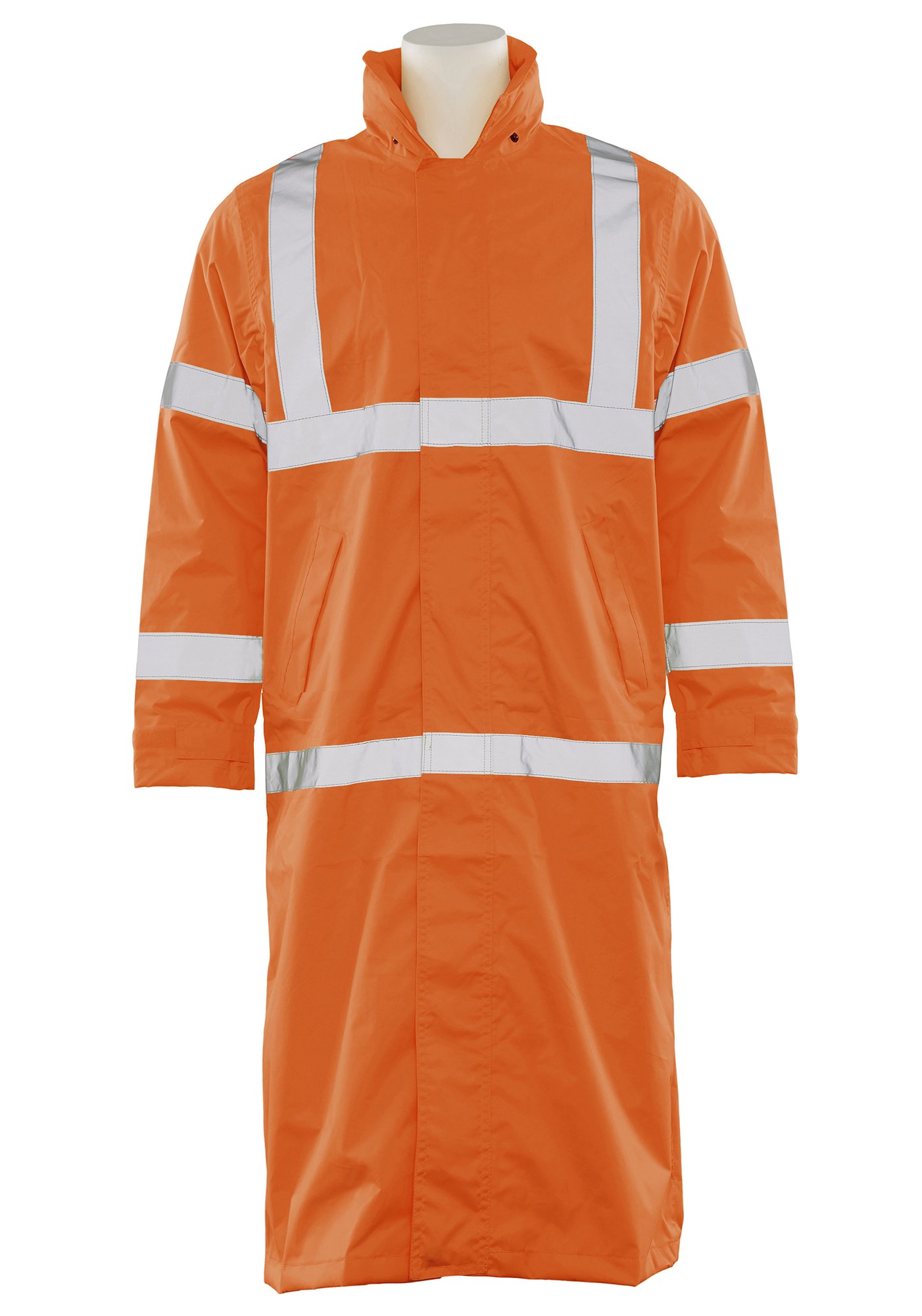 ERB 62041 S163 Class 3 Long Rain Coat Safety Vest, Hi-Viz Orange, 5X-Large