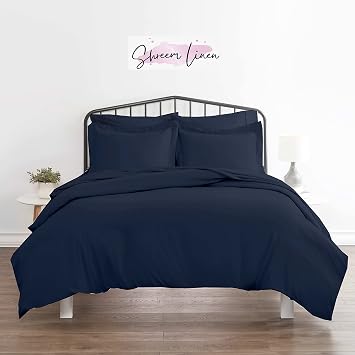 Navy Blue Duvet Covers Twin Size Brushed Microfiber Soft Light-Weight, Twin Duvet Cover Set - 3 Pieces with Zipper Closure, 1 Duvet Cover 68x90 inches and 2 Pillow Cases