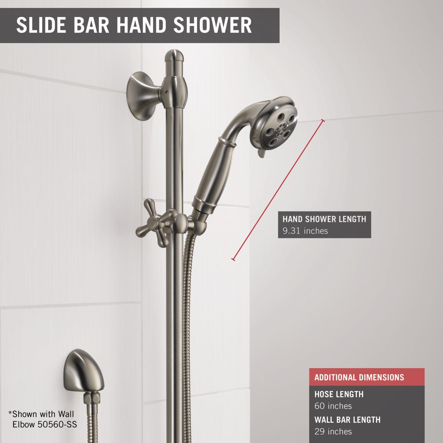 ❤❤️❤️ Delta Faucet 3-Spray H2Okinetic Slide Bar Hand Held Shower with