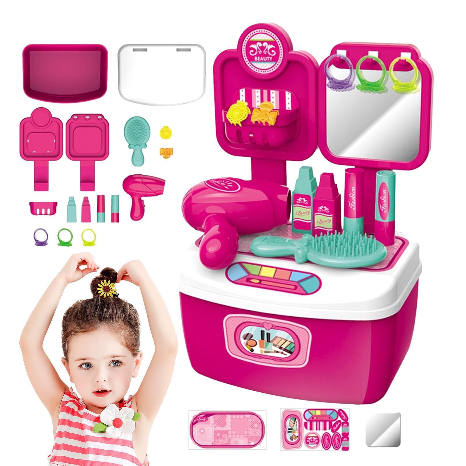 Geteawily Juguetes de peluquería para niñas | Juguetes realistas y seguros para salón de belleza - Juego de salón de belleza para, juguetes de peluquería, regalo de cumpleaños y navidad para niña